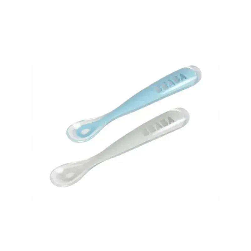Beaba - 2Pk Silicone Spoon Travel Set, Cloud/Rain - Image 6
