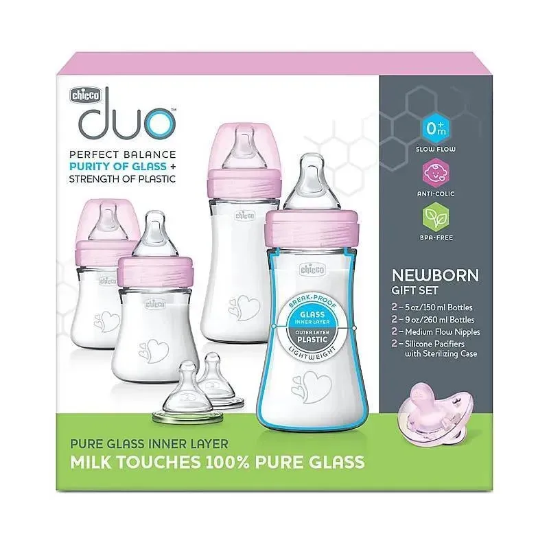 Chicco - Duo Newborn Baby Bottle Starter Gift Set, Pink - Image 3